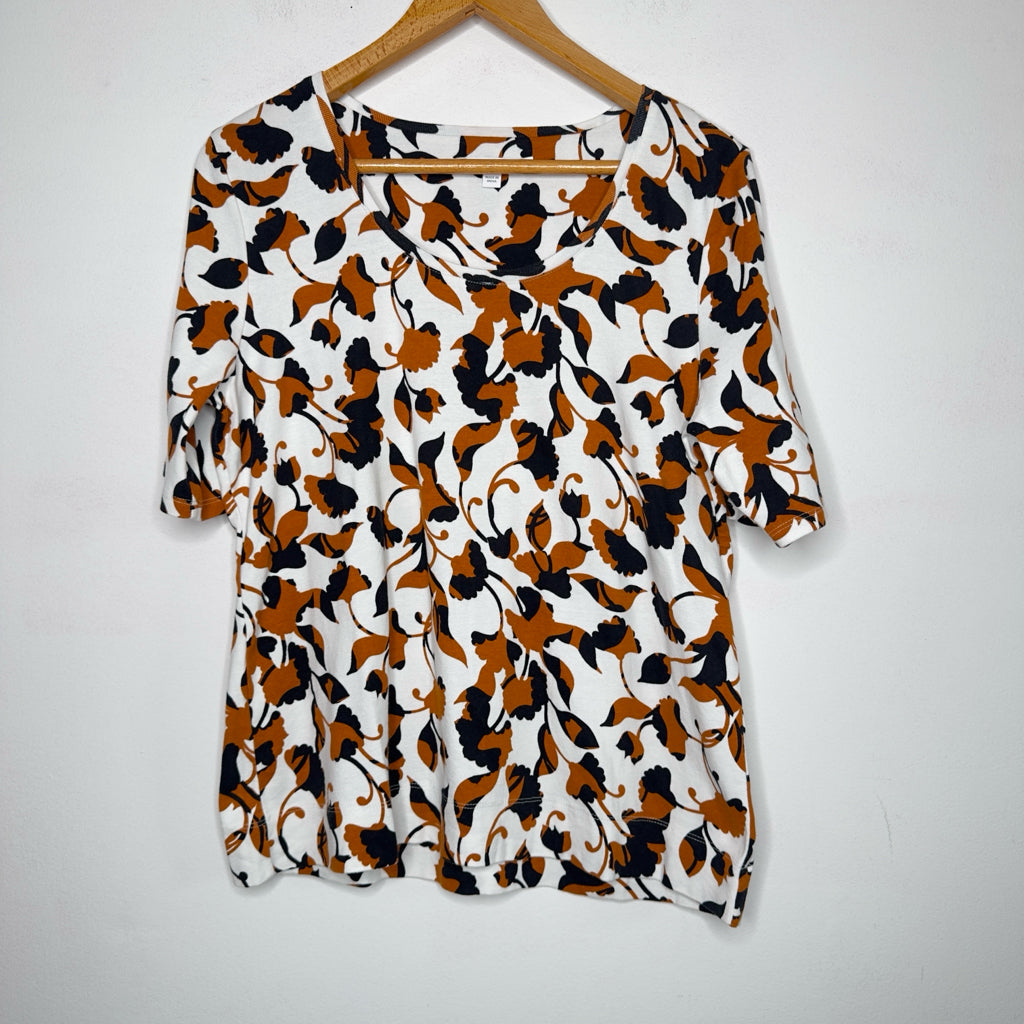 Chico's Alabaster Floral Everyday Cotton Tee - Size Large
