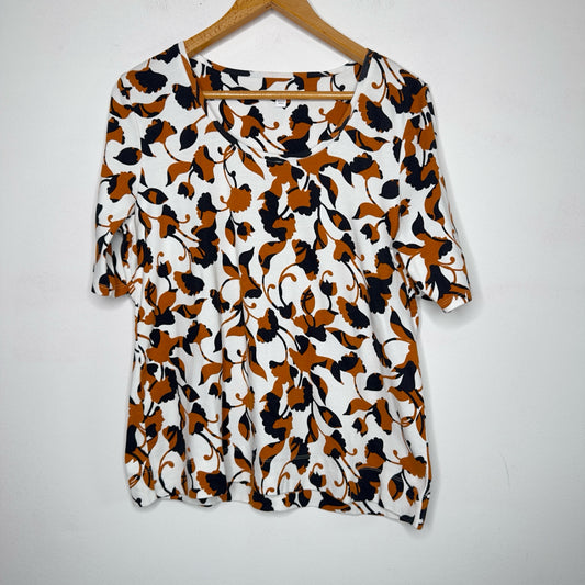 Chico's Alabaster Floral Everyday Cotton Tee - Size Large