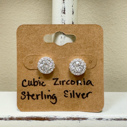 Sterling Silver Cubic Zirconia Post Earrings