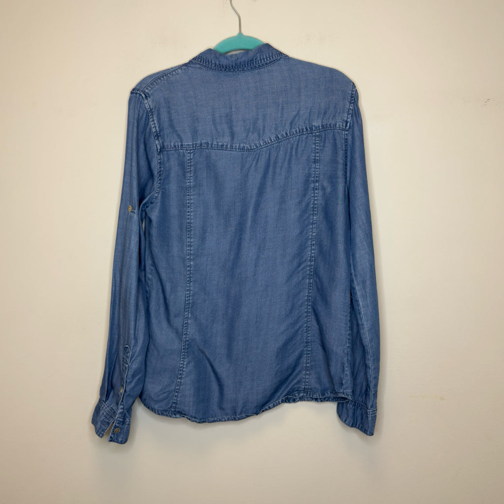 Cloth & Stone Denim Chambray Button Front Top - Size Large