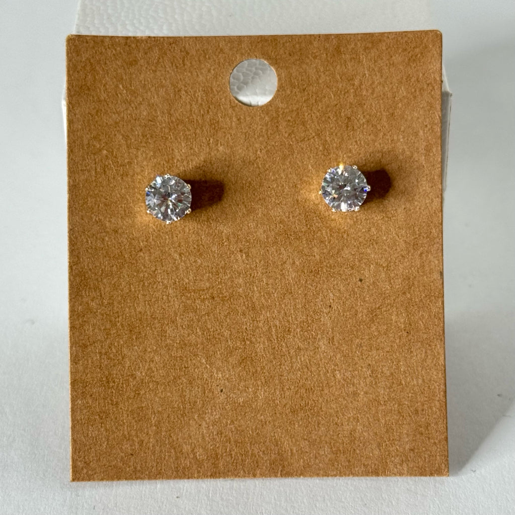 Fine Silver Plated Cubic Zirconia Stud Earrings