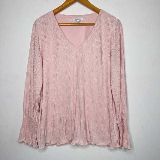 Chico's Crinkle Bodre Voop Neck Top - Size Large