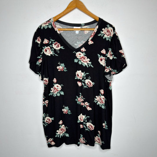 Lularoe Tulip Sleeve V-Neck Floral Tee - Size XL