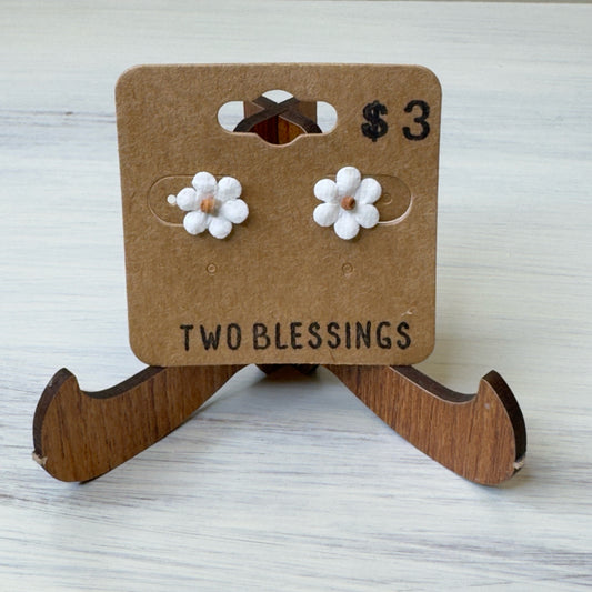 Two Blessing Earrings - Flower - White