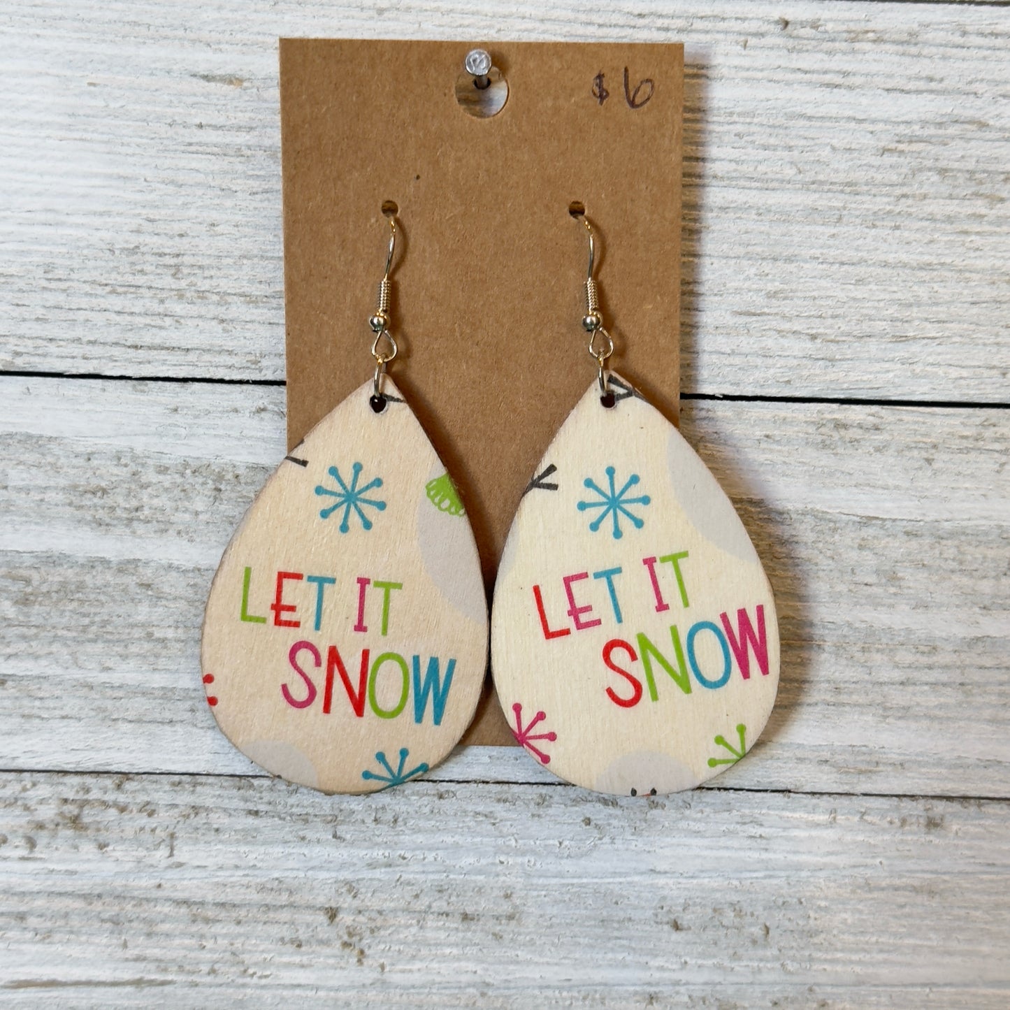 Two Blessings Wood Earrings - Let It Snow