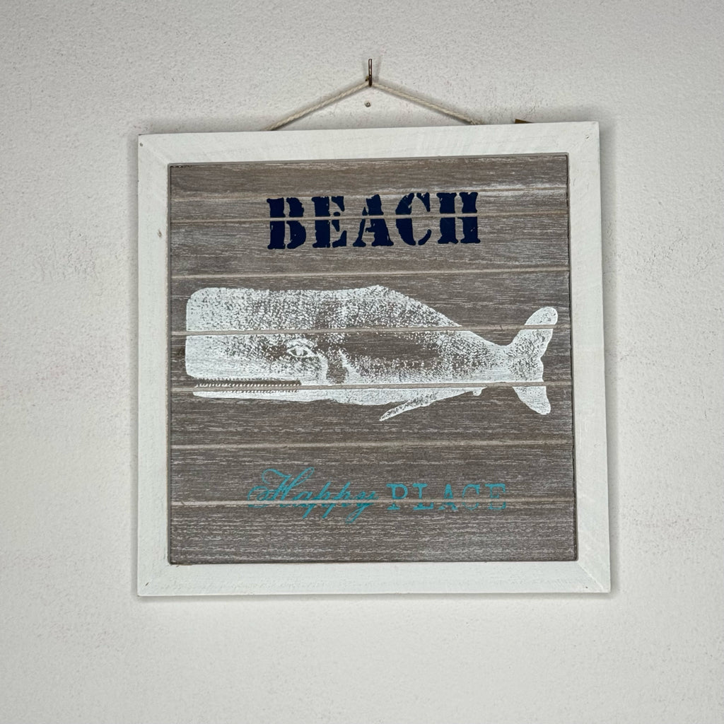 Beach Happy Place Whale Sign
