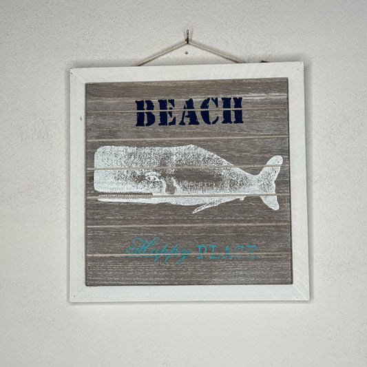 Beach Happy Place Whale Sign