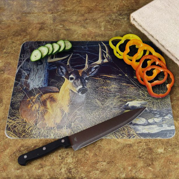 Tempered Glass Cutting Board - Whitetail Deer