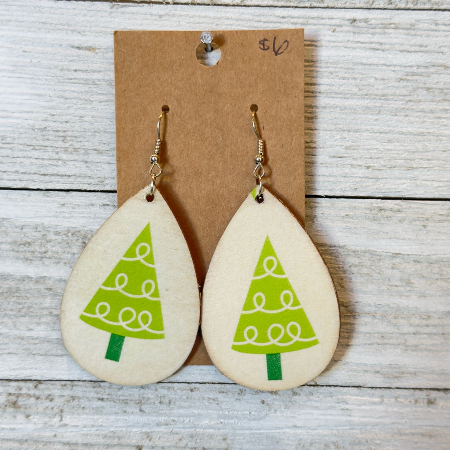 Two Blessings Wood Earrings - Christmas Tree