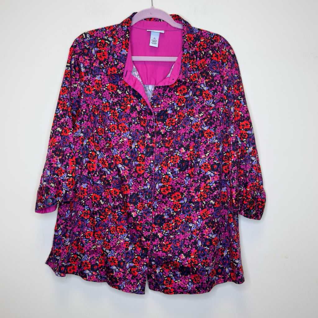 Catherines Button Front Top - Size 1X