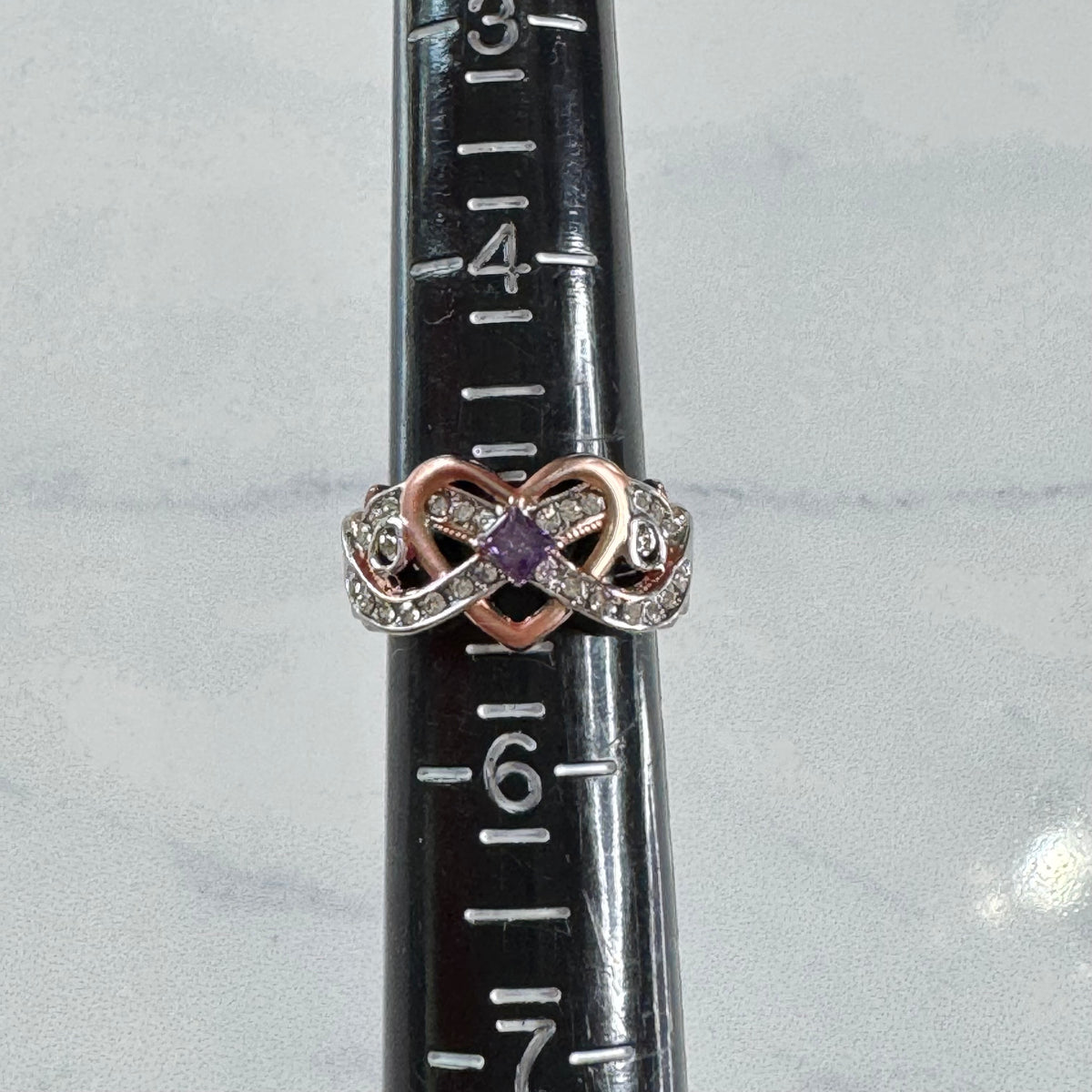 Enchanted Princess Two-Tone Heart Knot Ring - Size 5