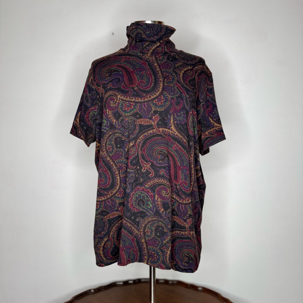 Lauren Ralph Lauren Paisley Print Mock Neck Top - Size 2X