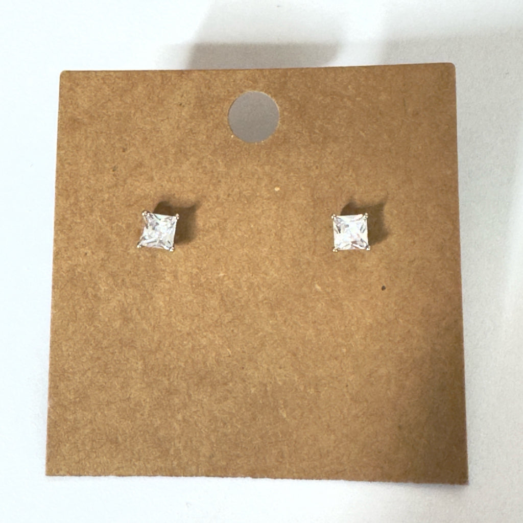 Princess Cut Stud Earrings