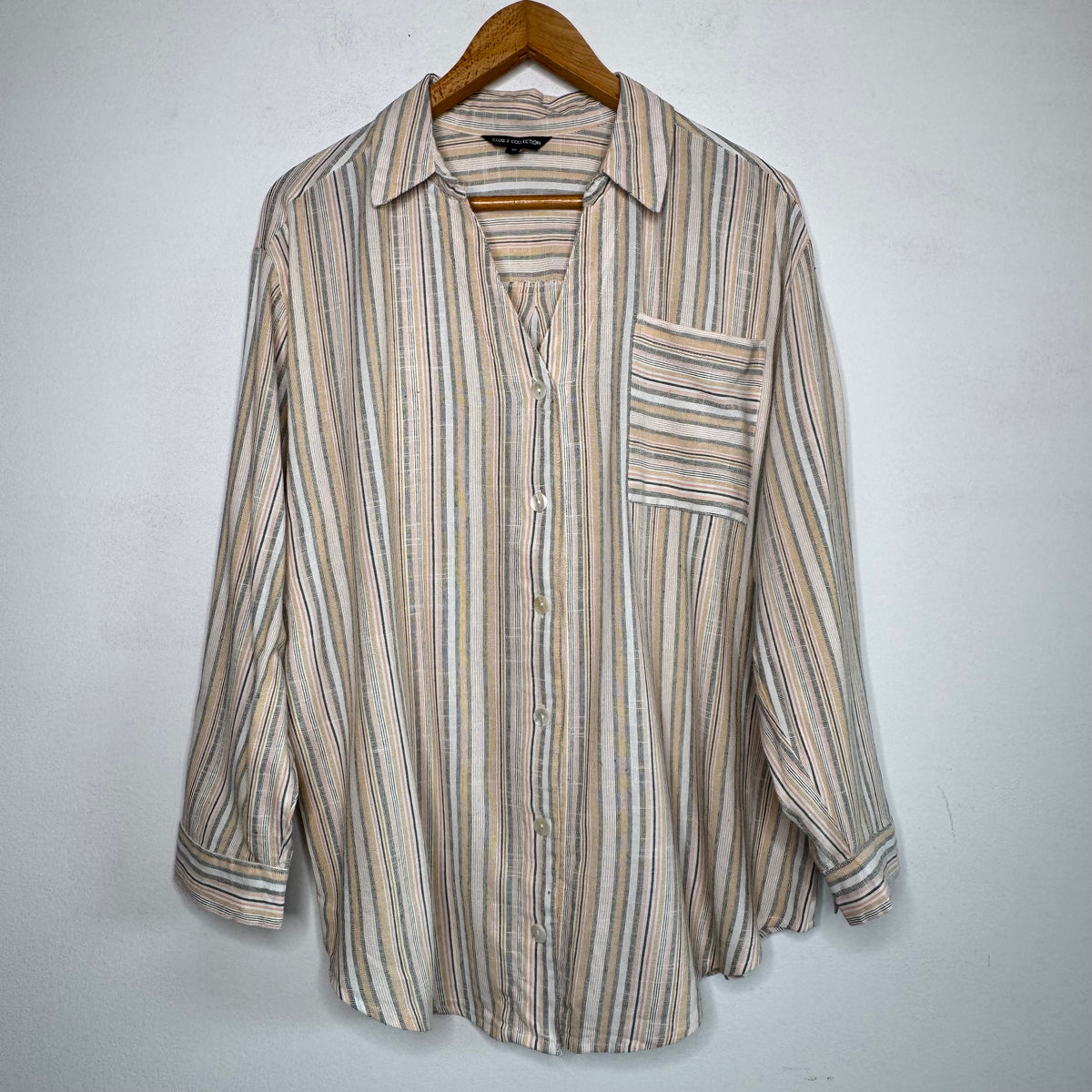 Club Z Collection Button Front Striped Top - Size 1X