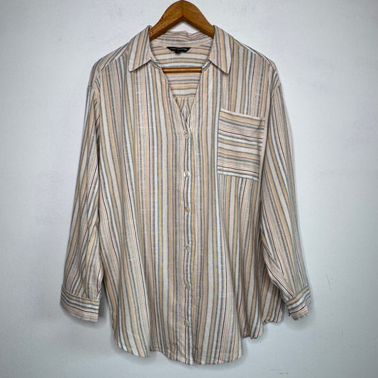 Club Z Collection Button Front Striped Top - Size 1X