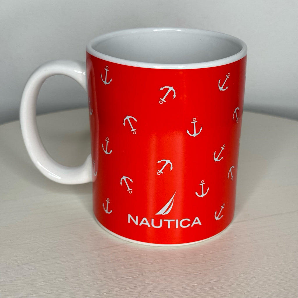 Nautica Red & White Anchor Print Mug