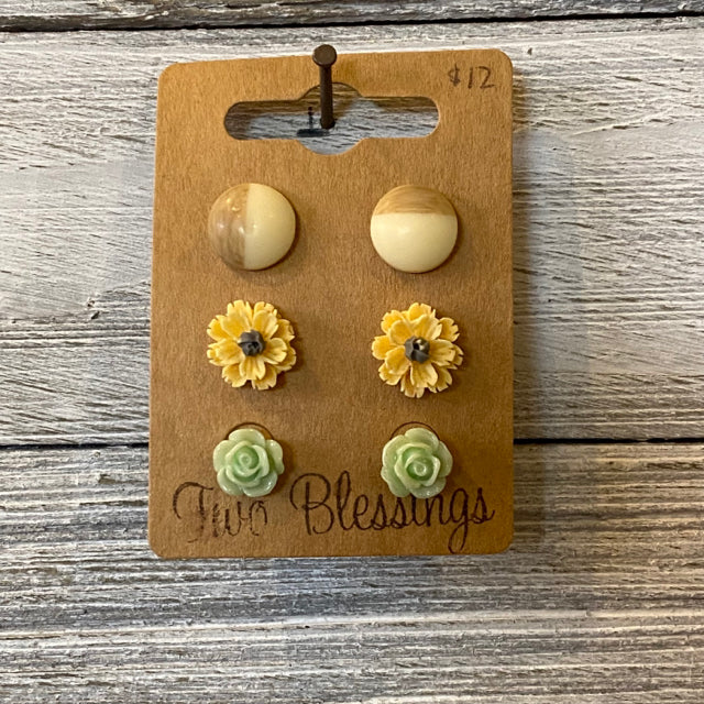 Two Blessings Earrings - 3pk