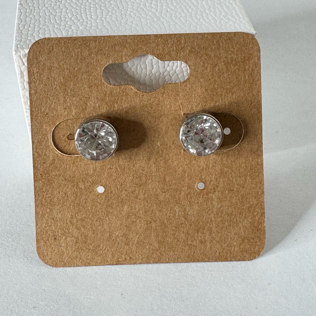 Crystal Bezel Stud Earrings
