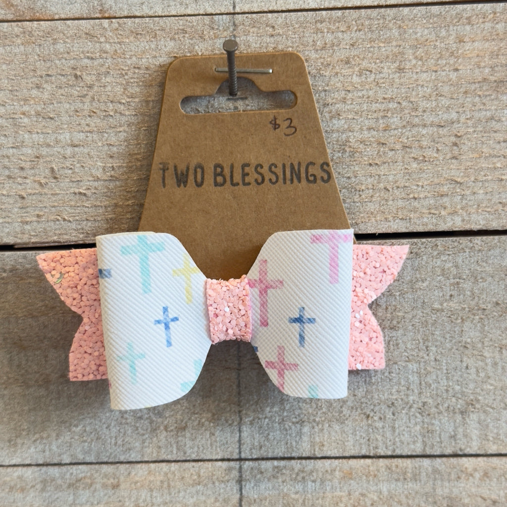 Two Blessings Bow - Cross/Glitter