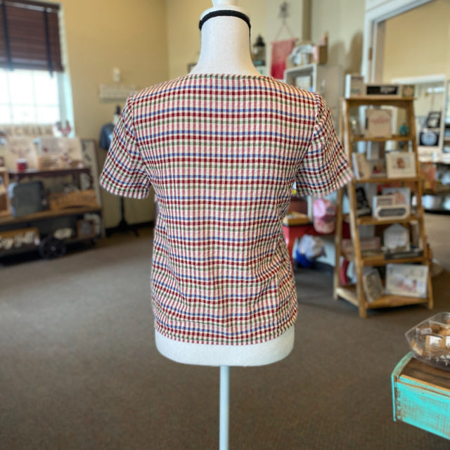 Madewell Seersucker Plaid Tie Front Top - Size XS