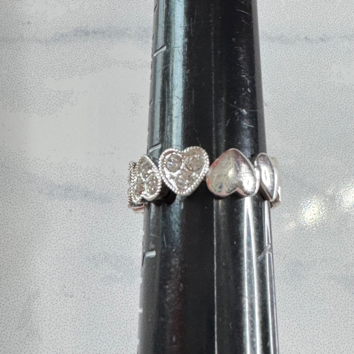 Pave Heart Eternity Band Ring - Size 9