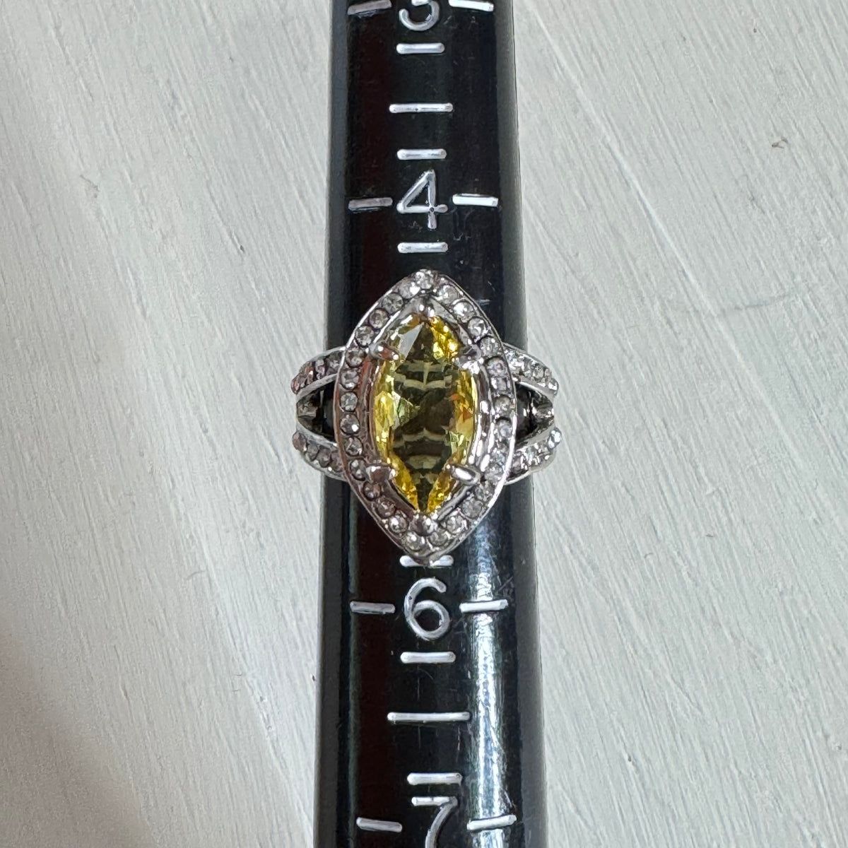 Marquise Canary Yellow Halo Ring - Size 5
