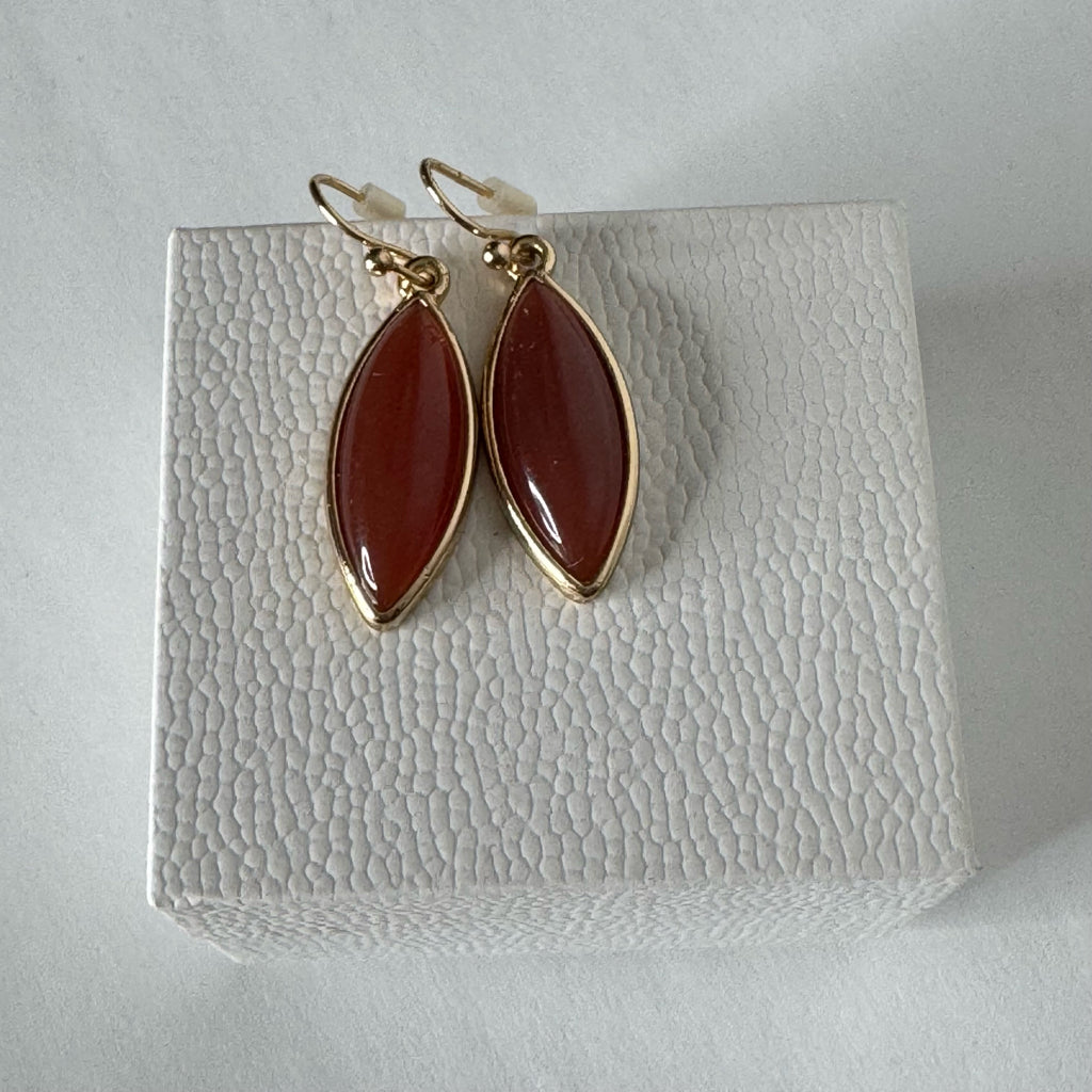Marquise Shaped Carnelian Gemstone Earrings