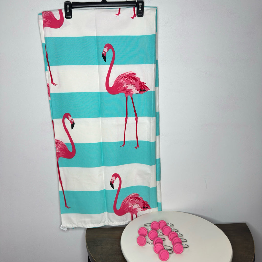 Flamingo Shower Curtain w/Curtain Hooks