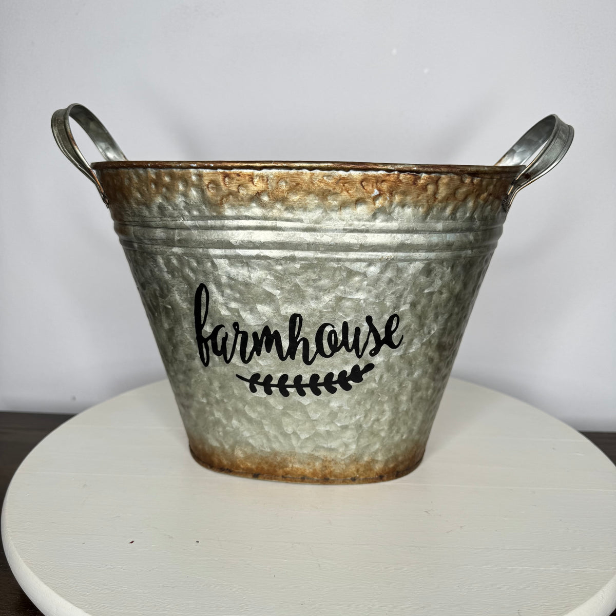 Farmhouse Galvanized Metal Pail With Handles