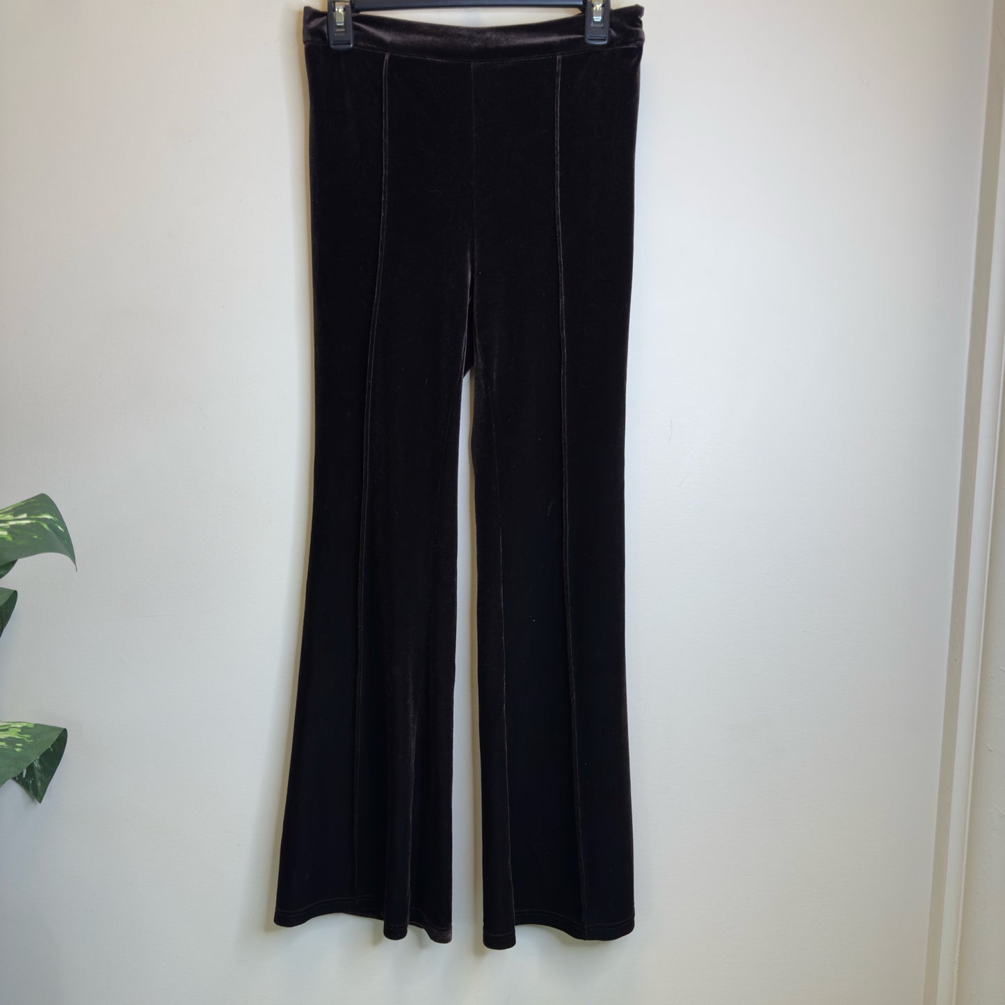 Brown Velour Flare Leg Pants - Size Medium