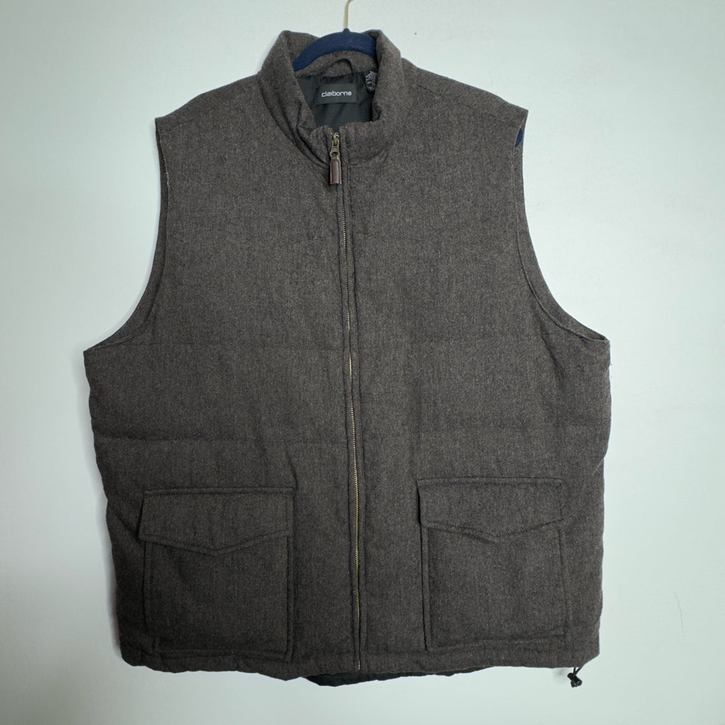 Claiborne Men's Wool Blend Puffer Duck Down Vest - Size XL