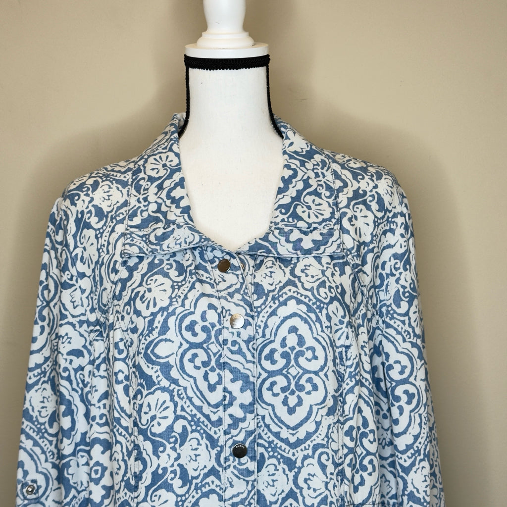 Chico's Medallion Print Utility Jacket - Size Large