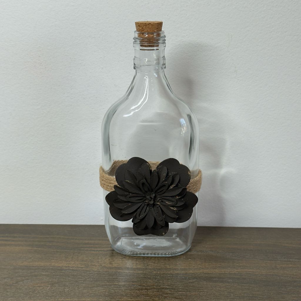 Glass Jar w/Metal Flower