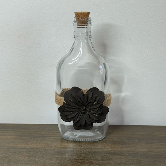 Glass Jar w/Metal Flower