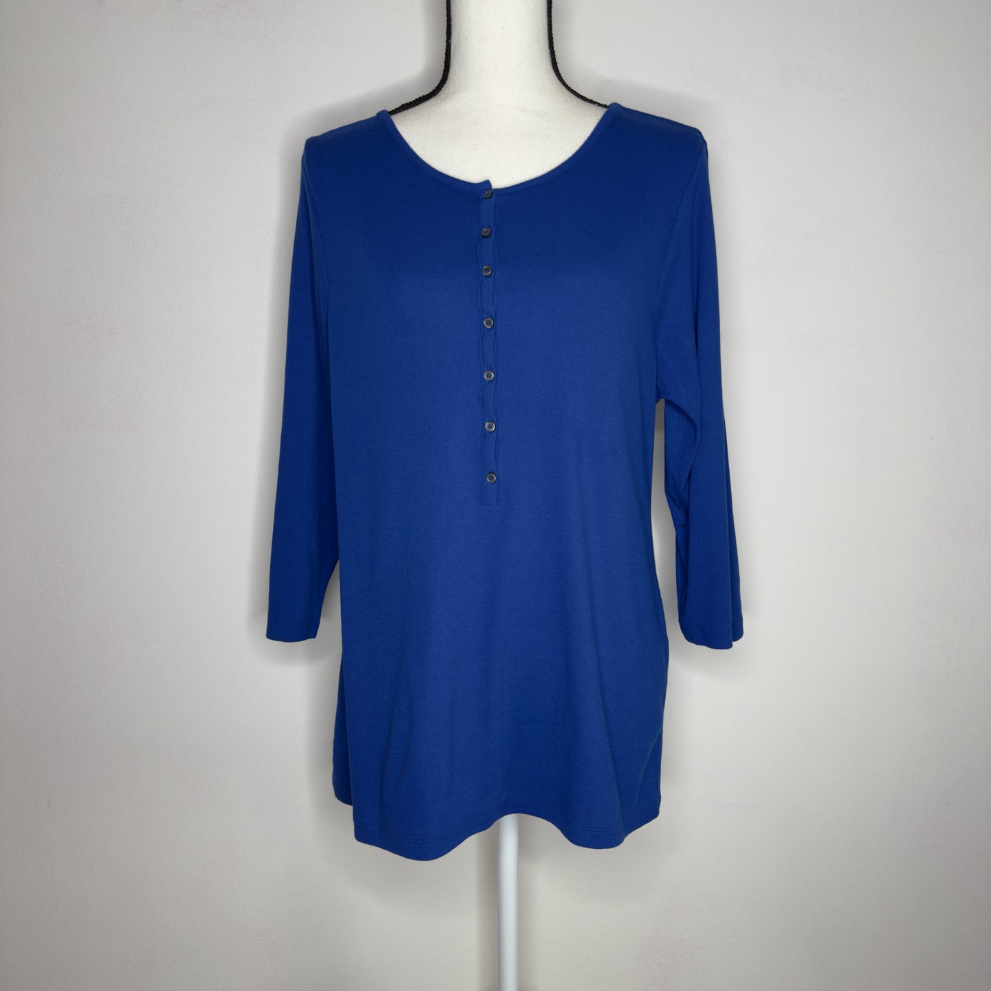 Chico's Ribbed Knit Henley Top - Size Large