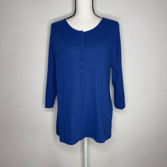 Chico's Ribbed Knit Henley Top - Size Large