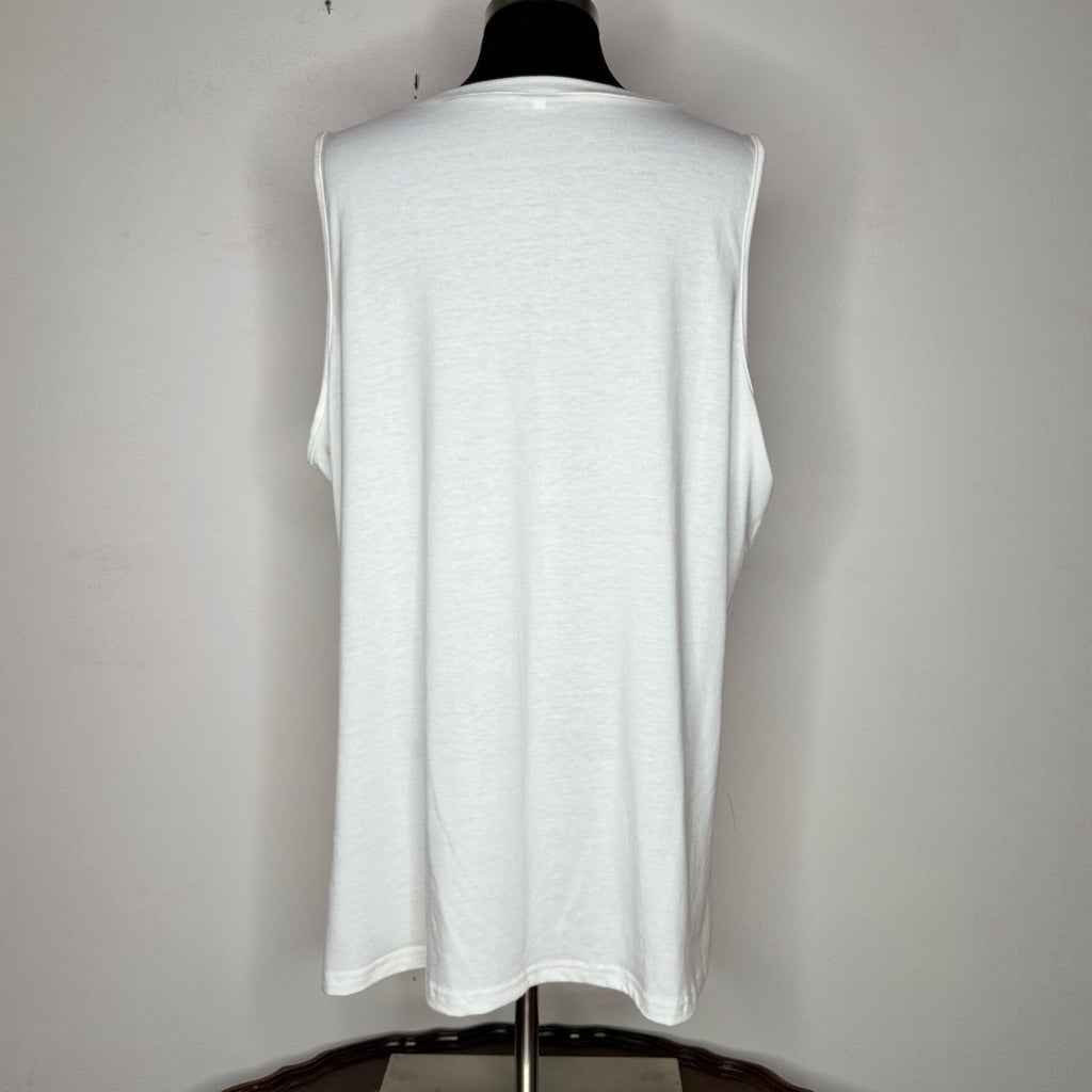 White V-Neck Sleeveless Tee - Size XXL