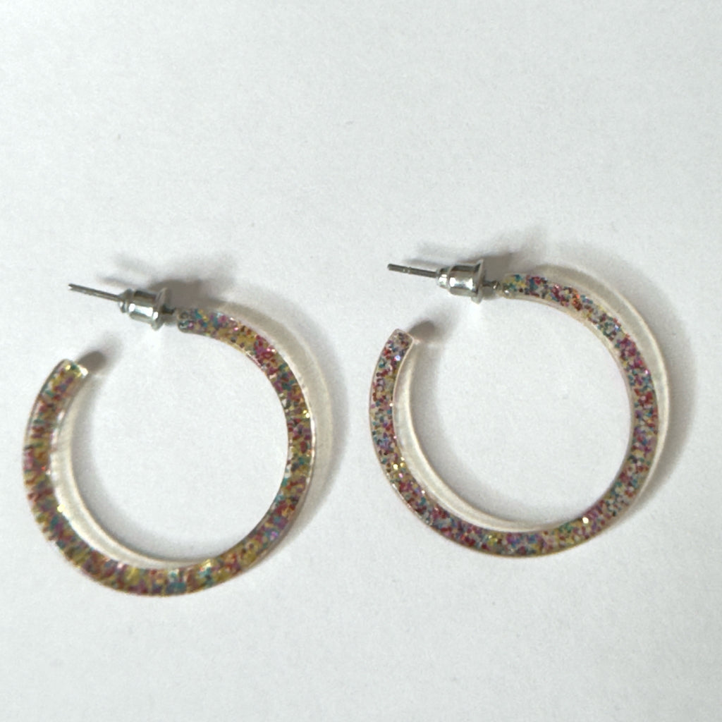 Multicolor Glitter Acetate Hoop Earrings