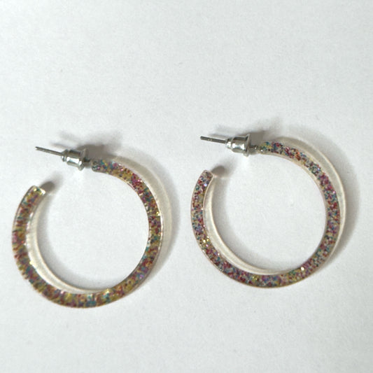 Multicolor Glitter Acetate Hoop Earrings