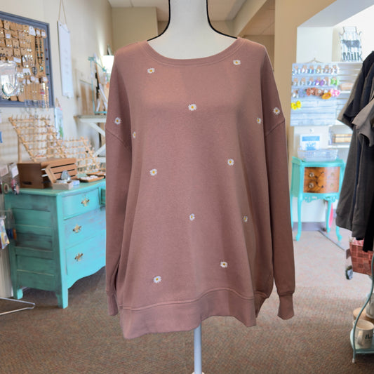 Joei & I Daisy Embroidered Sweatshirt - Size 3X