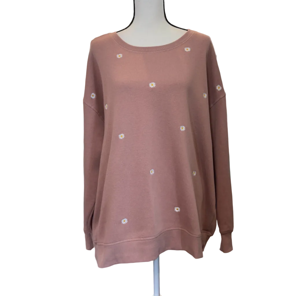 Joei & I Daisy Embroidered Sweatshirt - Size 3X
