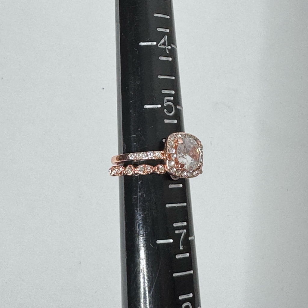 Cushion Cut Halo Engagement Ring & Band - Size 6