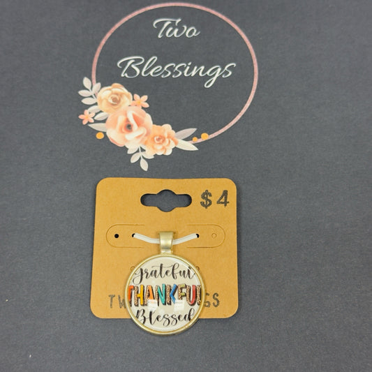 Two Blessings Charm - Grateful Thankful Blessed
