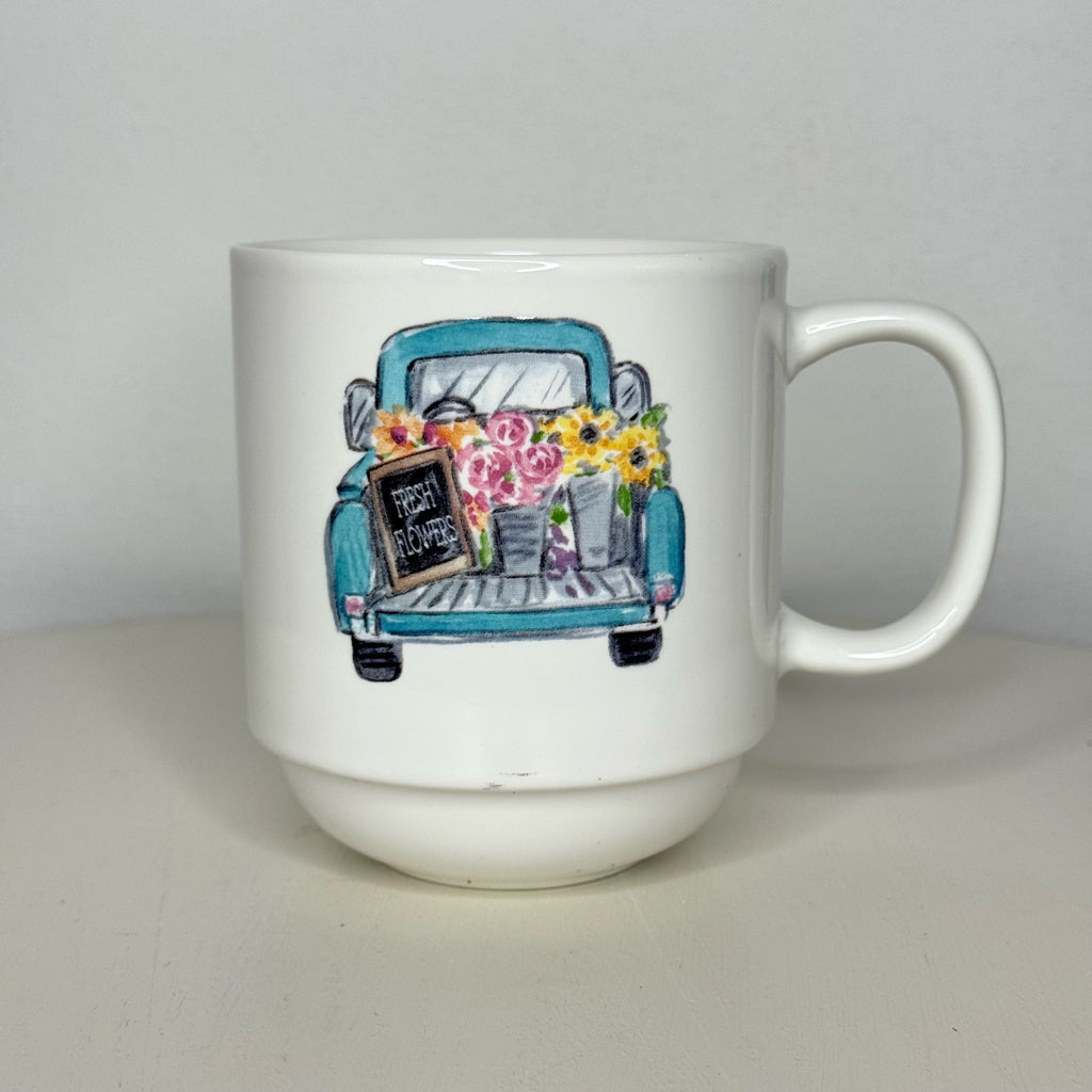 Fresh Flowers In Back of Vintage Truck Mug