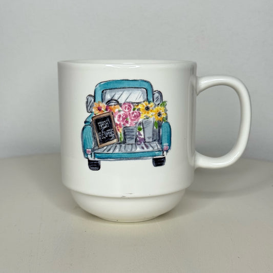 Fresh Flowers In Back of Vintage Truck Mug