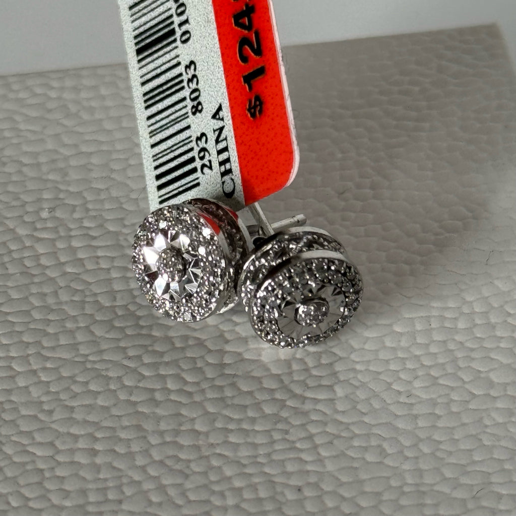 1/10ct TW Diamond Sterling Silver Stud Earrings