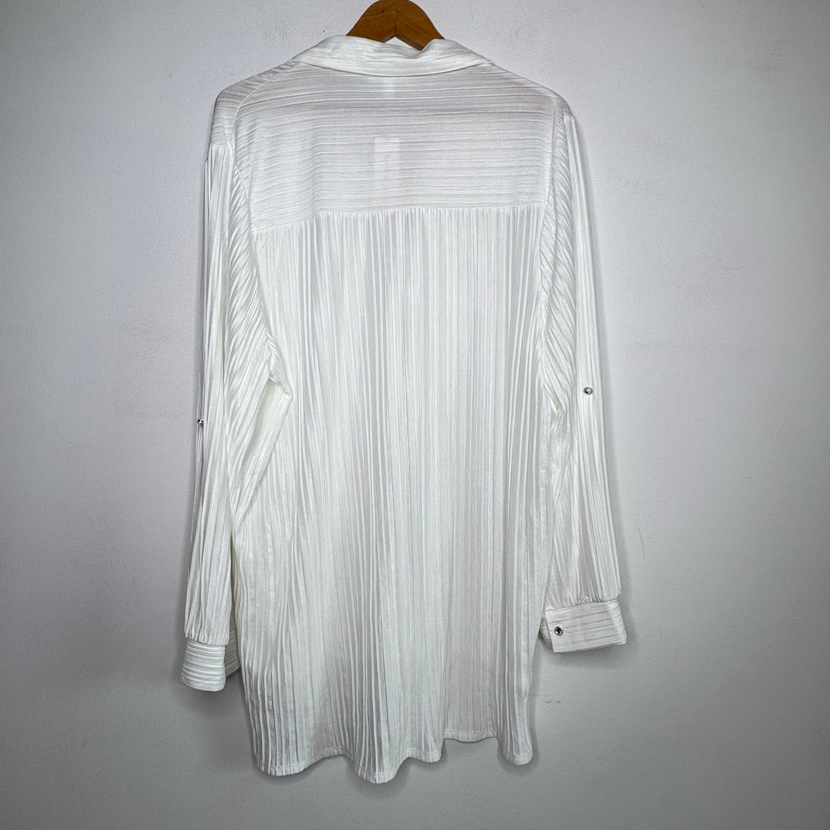 Rio & Rian Pleated Long Sleeve Button Front Top - Size 2X