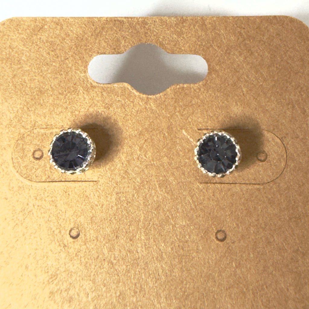Purple Gray Crystal Halo Stud Earrings