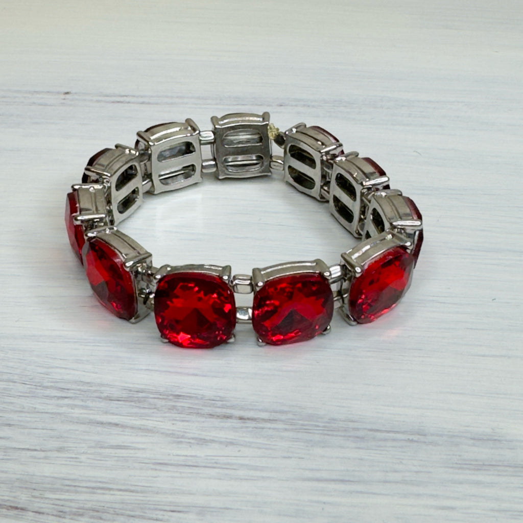 Red Jewel Stretch Bracelet