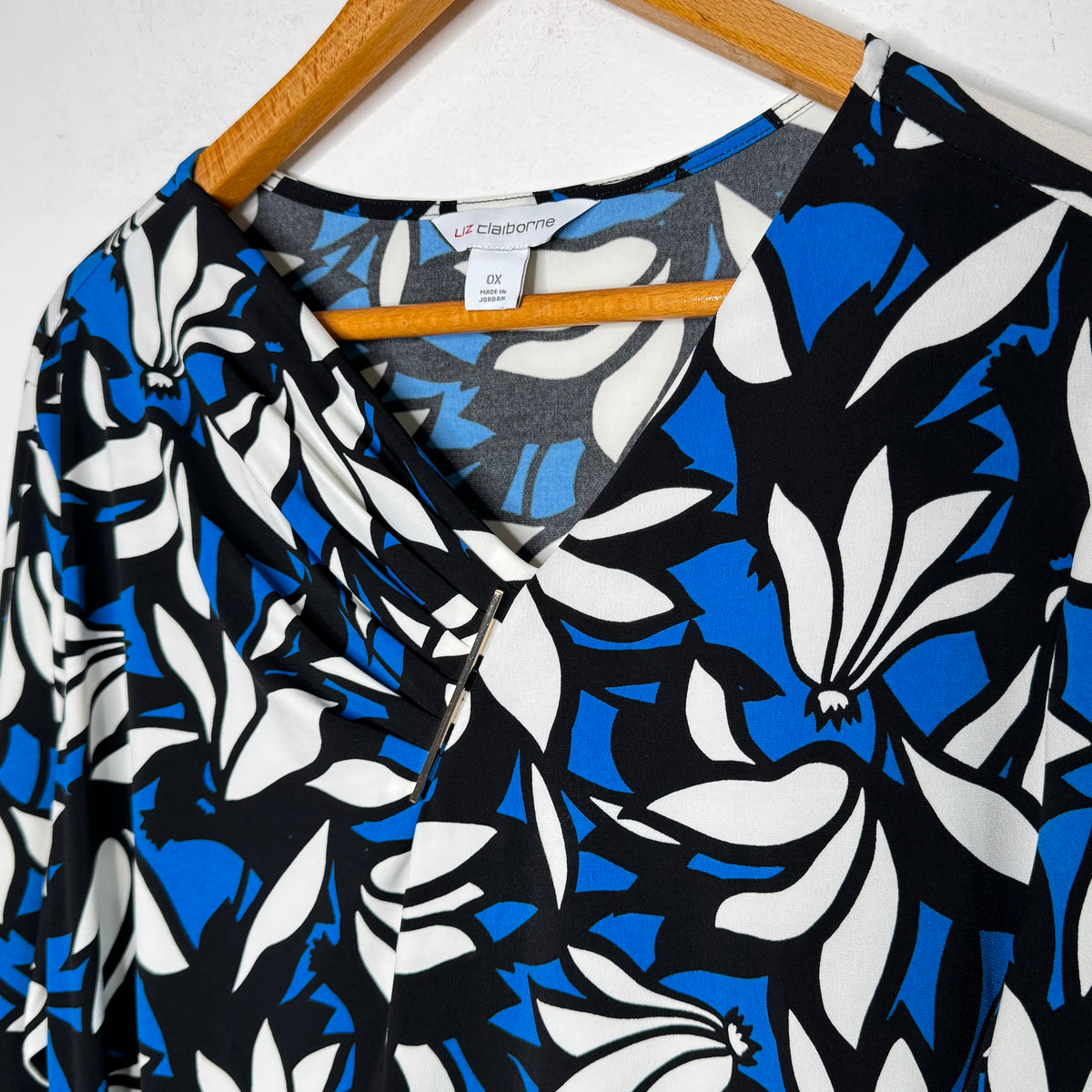 Liz Claiborne Ruched Geometric Print Top - Size 0X
